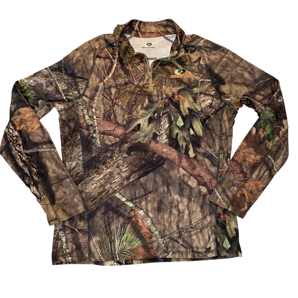 Mossy Oak Mens Break-Up Country Camo 1/4 Zip Pullover Performance Shirt Large L